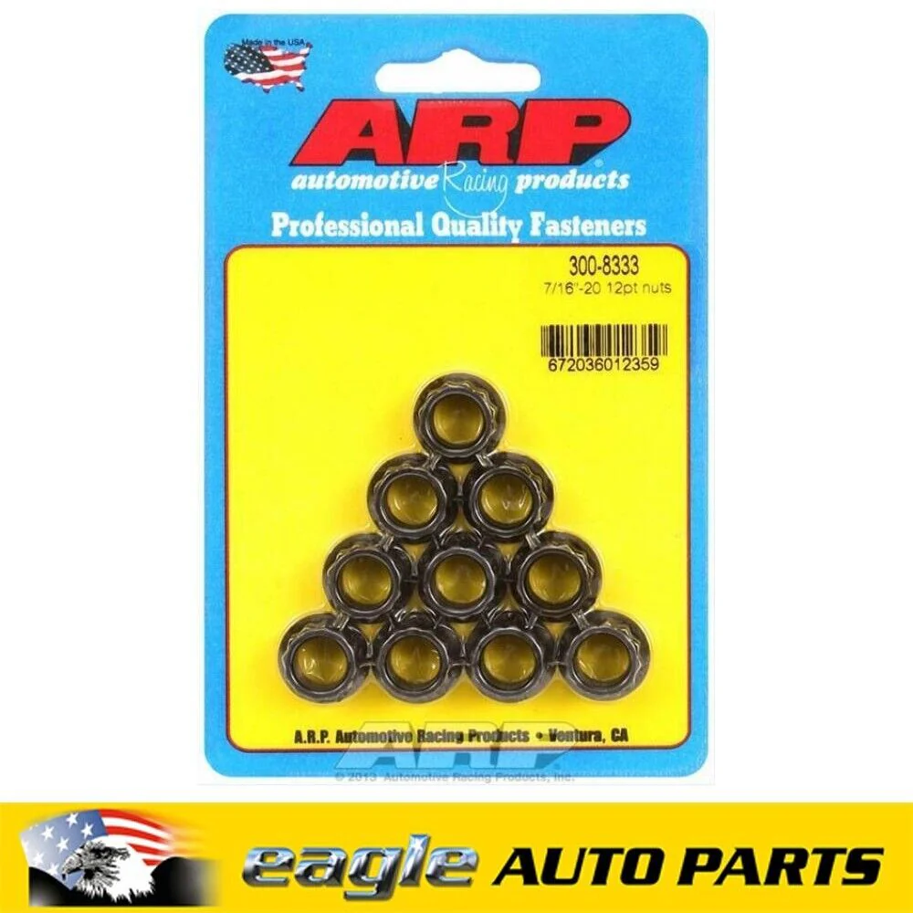 ARP 12-Point 7/16 in.-20 RH Thread Black Oxide Nuts x 10  # 300-8333