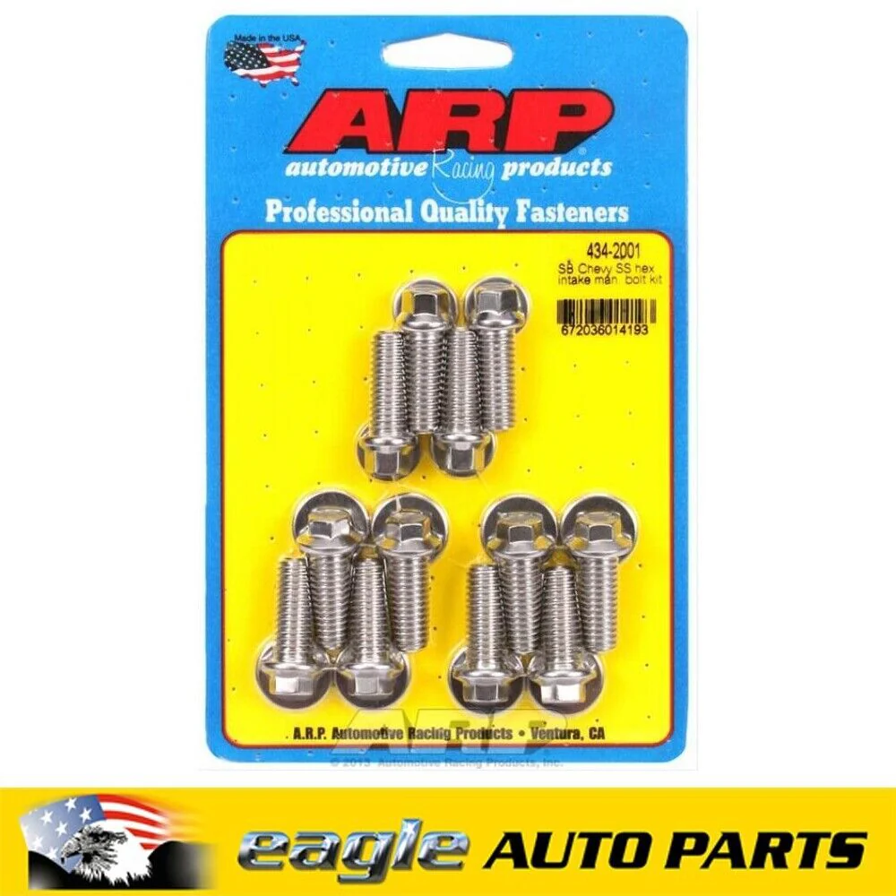 ARP Chev 283 307 327 350 Hex Head S/Steel Intake Manifold Bolt Kit # 434-2001
