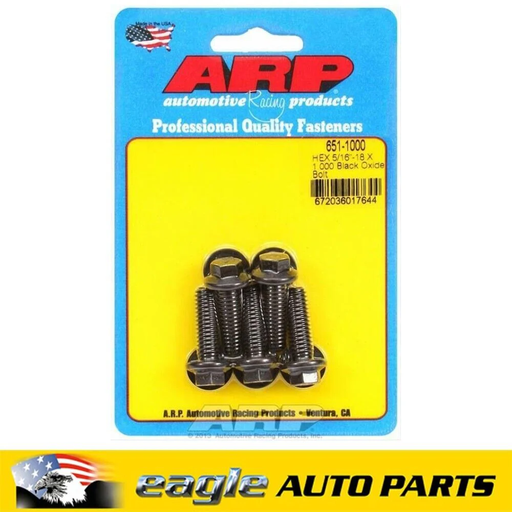 ARP Hex Head Black Oxide 5/16".-18 RH Thread 1000". UHL, Set of 5  # 651-1000