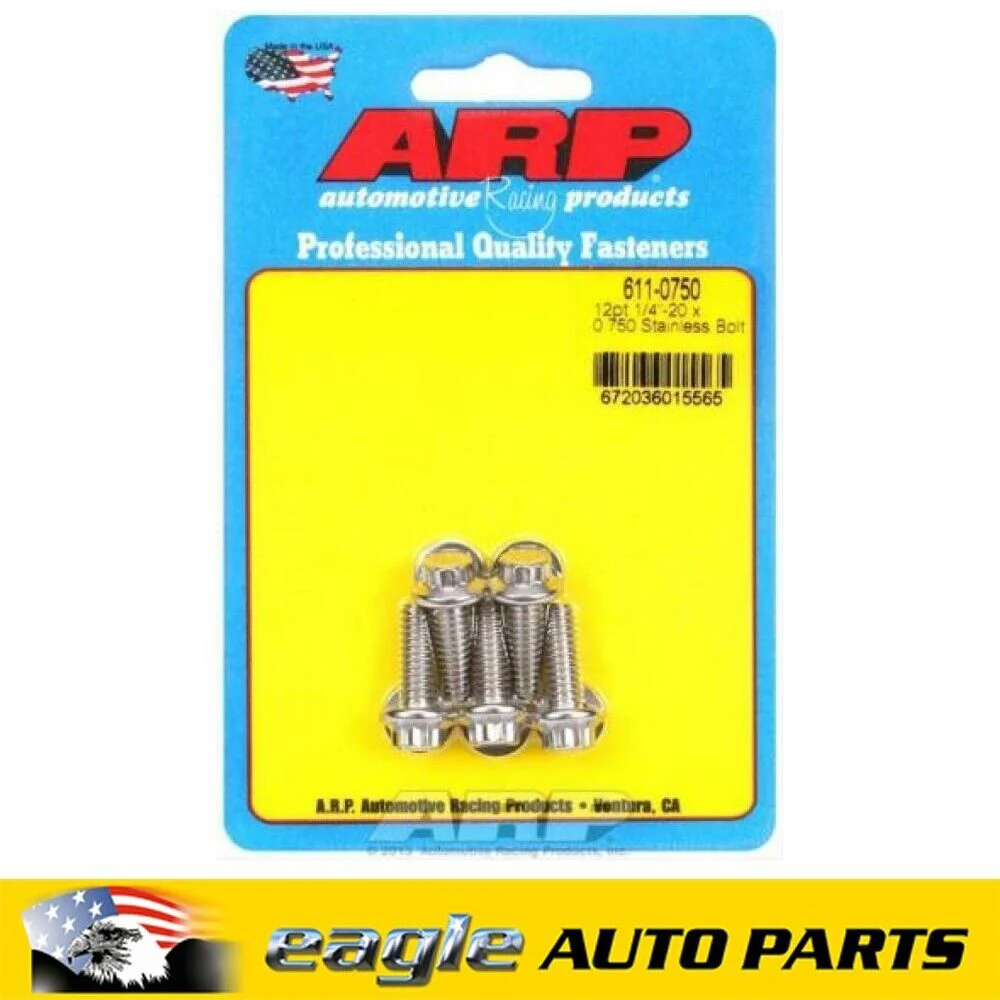 ARP Stainless Steel Bolts 1/4 in.-20 RH Thread, 0.750 in # 611-0750