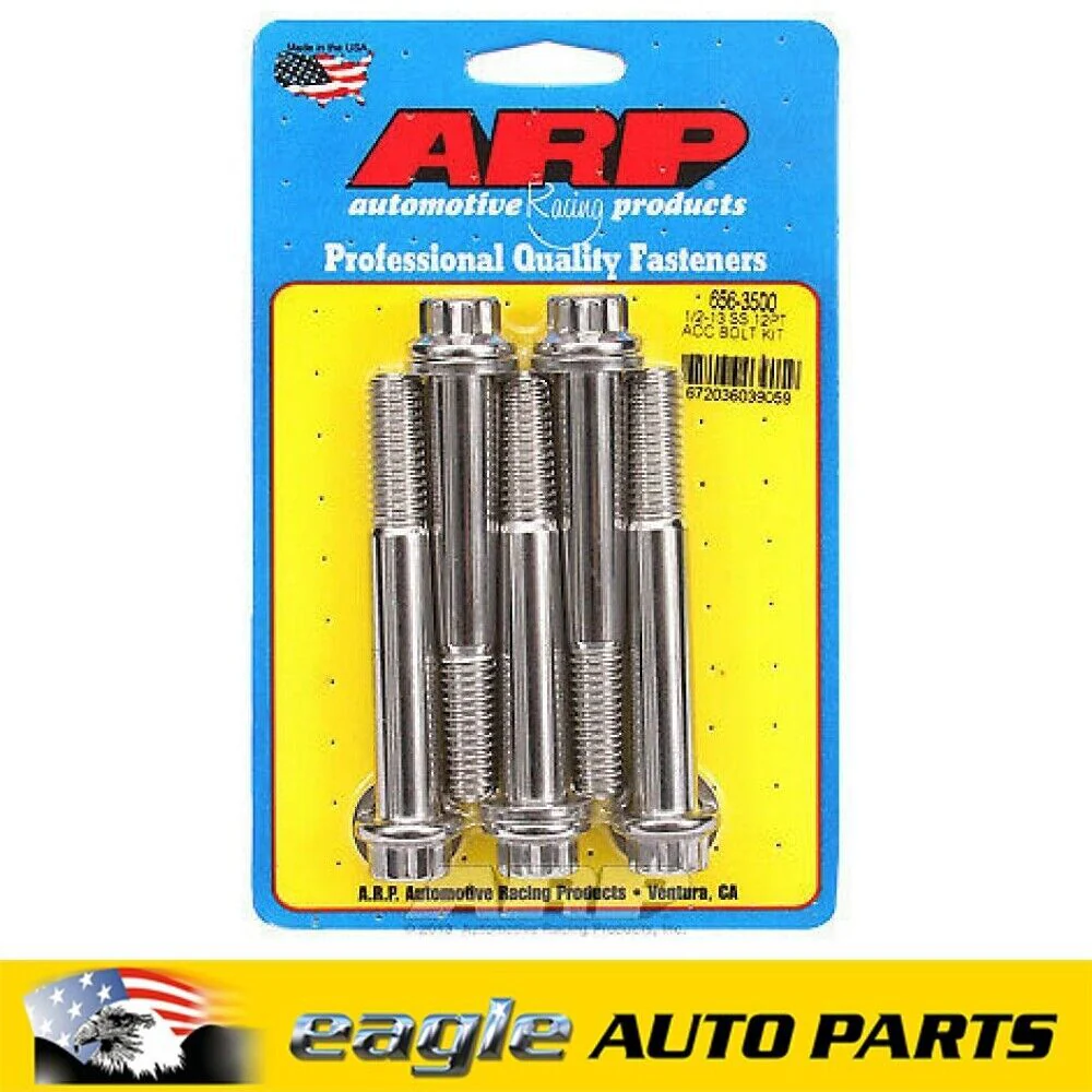 ARP Stainless Steel Bolts 12 pt 1/2 in.-13 RHT 3.5 in. UHL, Set of 5  # 656-3500