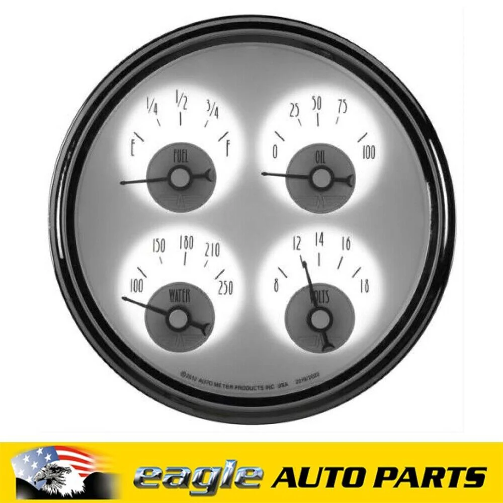 Auto Meter Prestige Pearl 5" Quad Gauge Fuel Oil Water Volt # AU2020 - Image 2