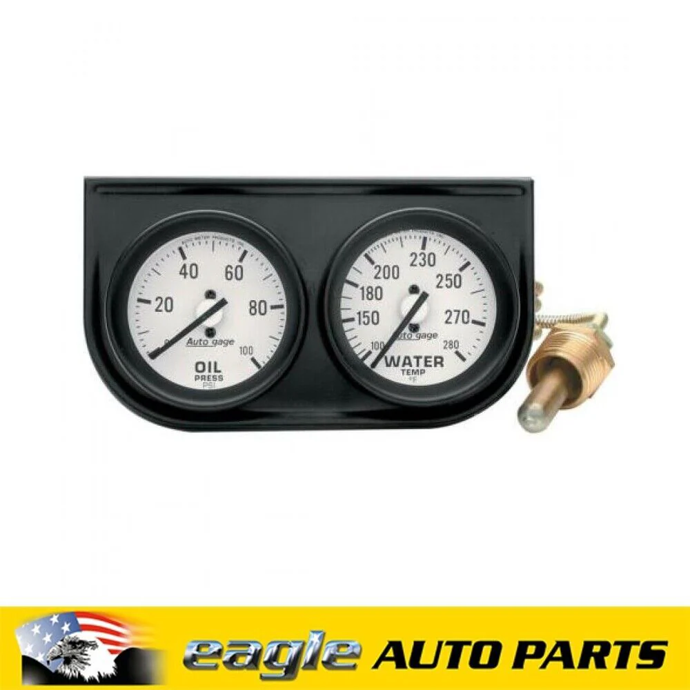 AUTOMETER AUTOGAGE 2-1/16" 2 GAUGE CONSOLE WATER TEMP, OIL PRESS # AU2326