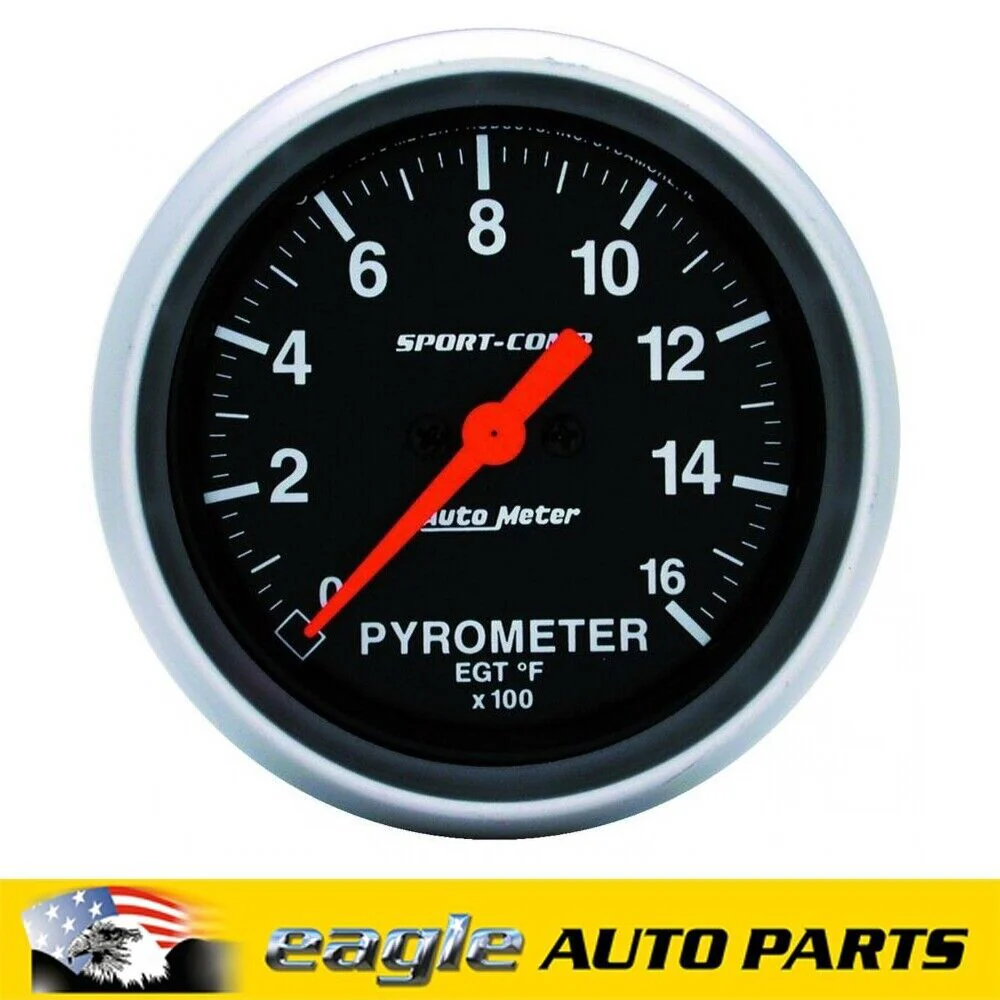 AutoMeter Sport-Comp Analog Gauge Pyrometer 0-1,600 Degrees F, 2 5/8  # AU3544