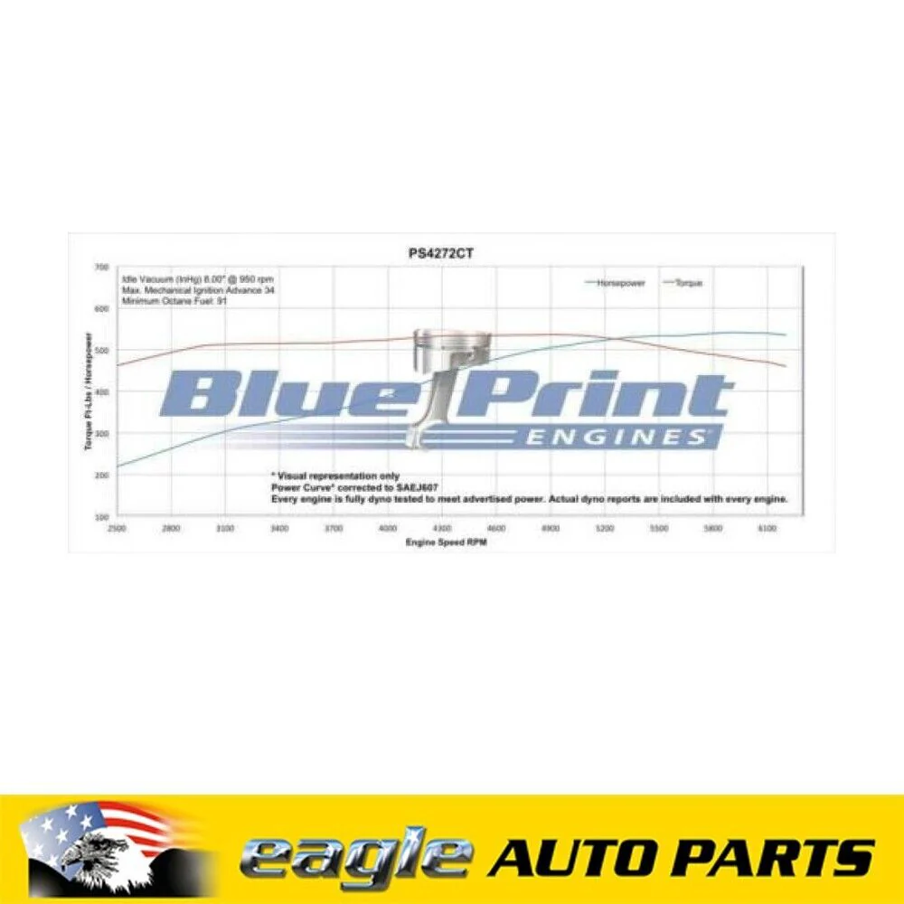 BluePrint Engines Chev 427 SBC Stroker Crate Engine Dressed 540hp # PS4272CTC1 - Image 2