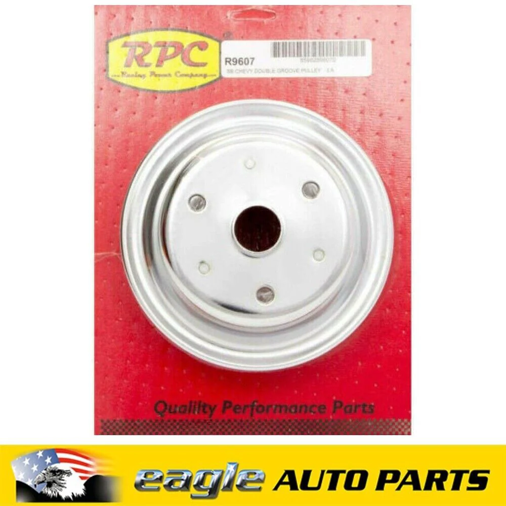 Chev 283 307 327 350 V8 Chrome Double Groove Crankshaft Pulley # R9607