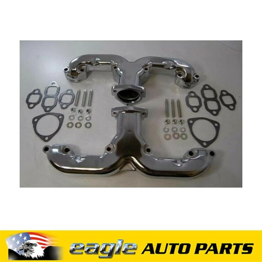 Chev 283 327 350 SBC Rams Horn Style Exhaust Manifolds 1955 - Up Chrome  # R901
