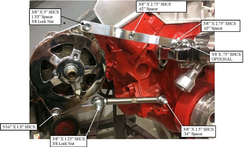 CHEV 283 - 350 CVF BLACK ALTERNATOR BRACKET SUIT SWP  # B-350-ALTBRKT-S