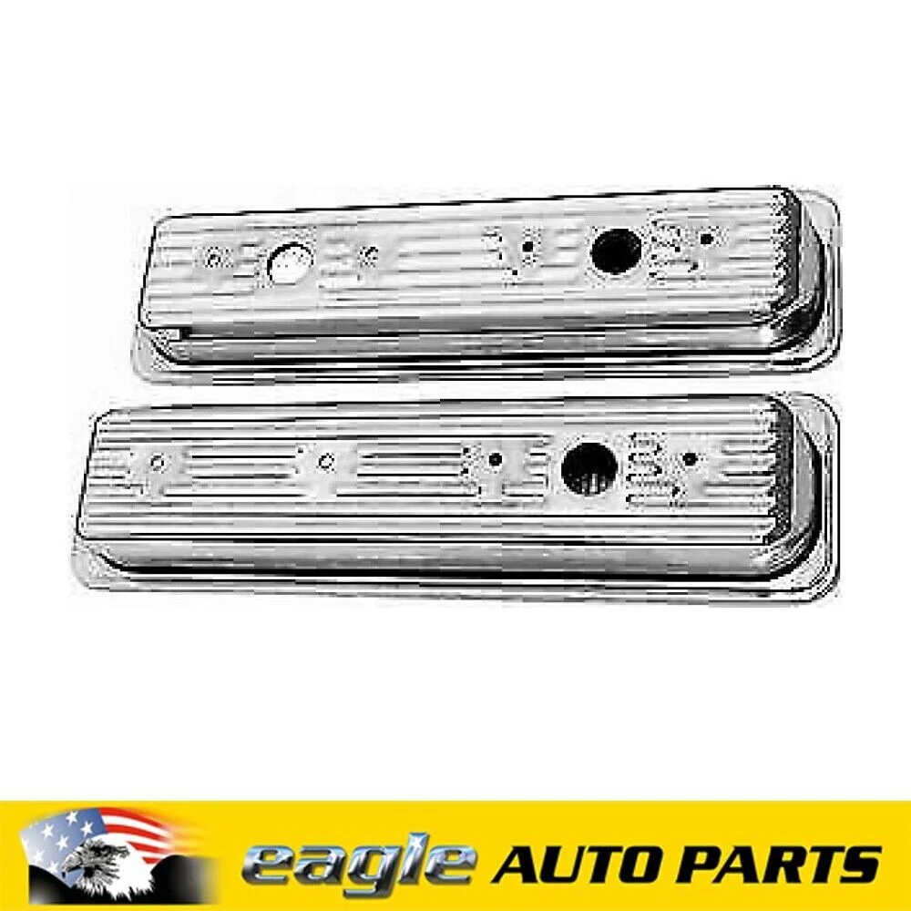 CHEV 305 350 1987 & UP CHROME BAFFLED ROCKER COVERS 5.0 5.7 # R9702
