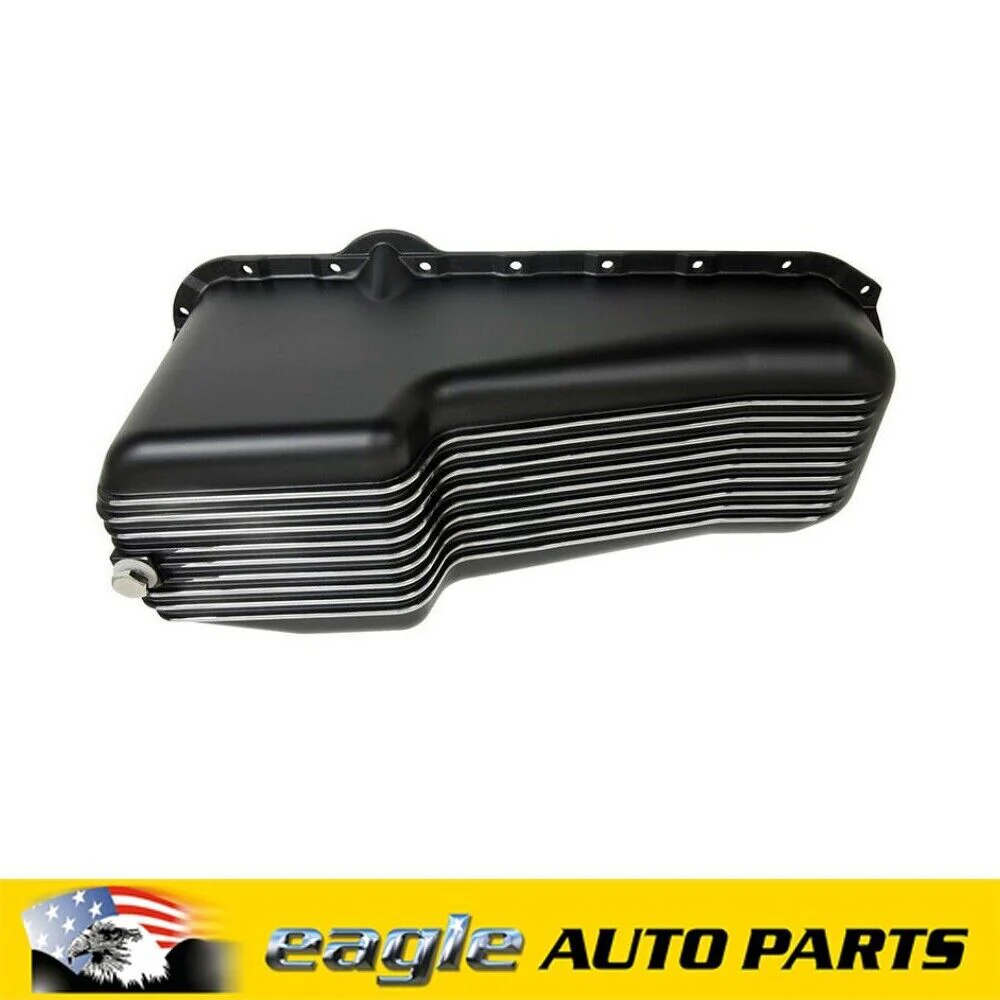 Chev 350 2 Pce Rear Main R/Hand Dipstick Alloy Engine Oil Pan Black  # R8443BK
