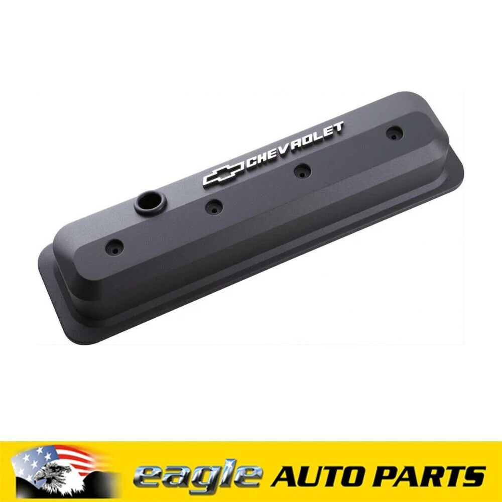 Chev 350 Vortec GM Licensed Slant Edge Rocker Covers Black # 141-840