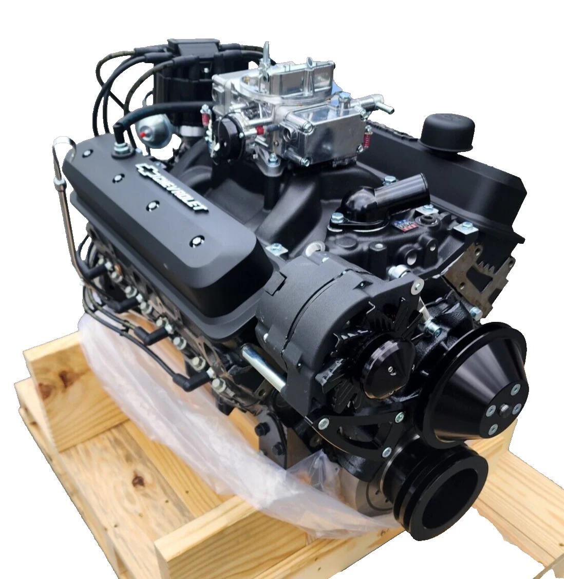 CHEV 350HO 350HP FLAT TAPPET BLACK RAT ROD LOOK ENGINE # CHEV-350HO-BLK - Image 3
