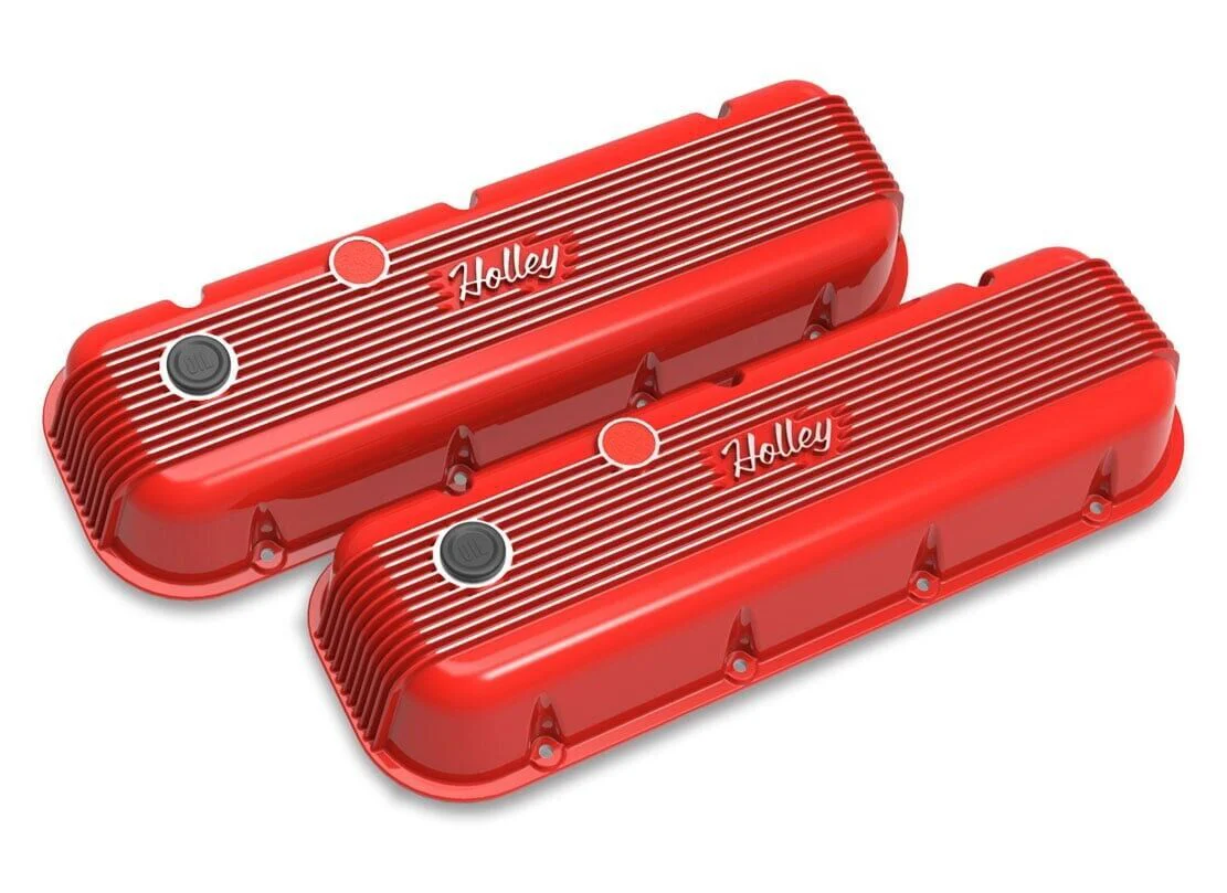 CHEV BIG BLOCK HOLLEY VINTAGE SERIES FINNED ROCKER COVERS HOLLEY RED # HO241-303
