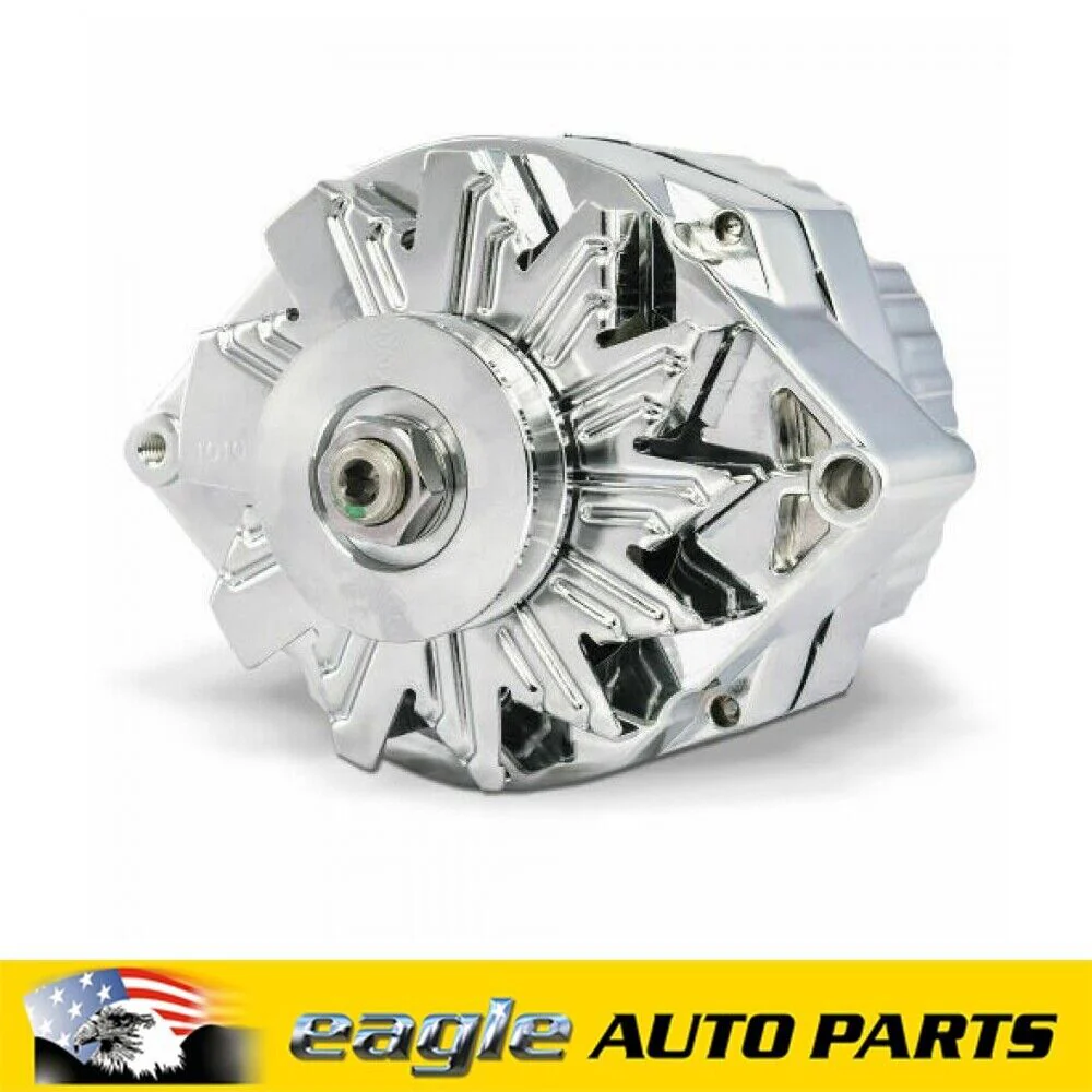 Chev GM 120 Amp 1 Wire Internal Regulator Chrome Finish Alternator  # 66445-12N