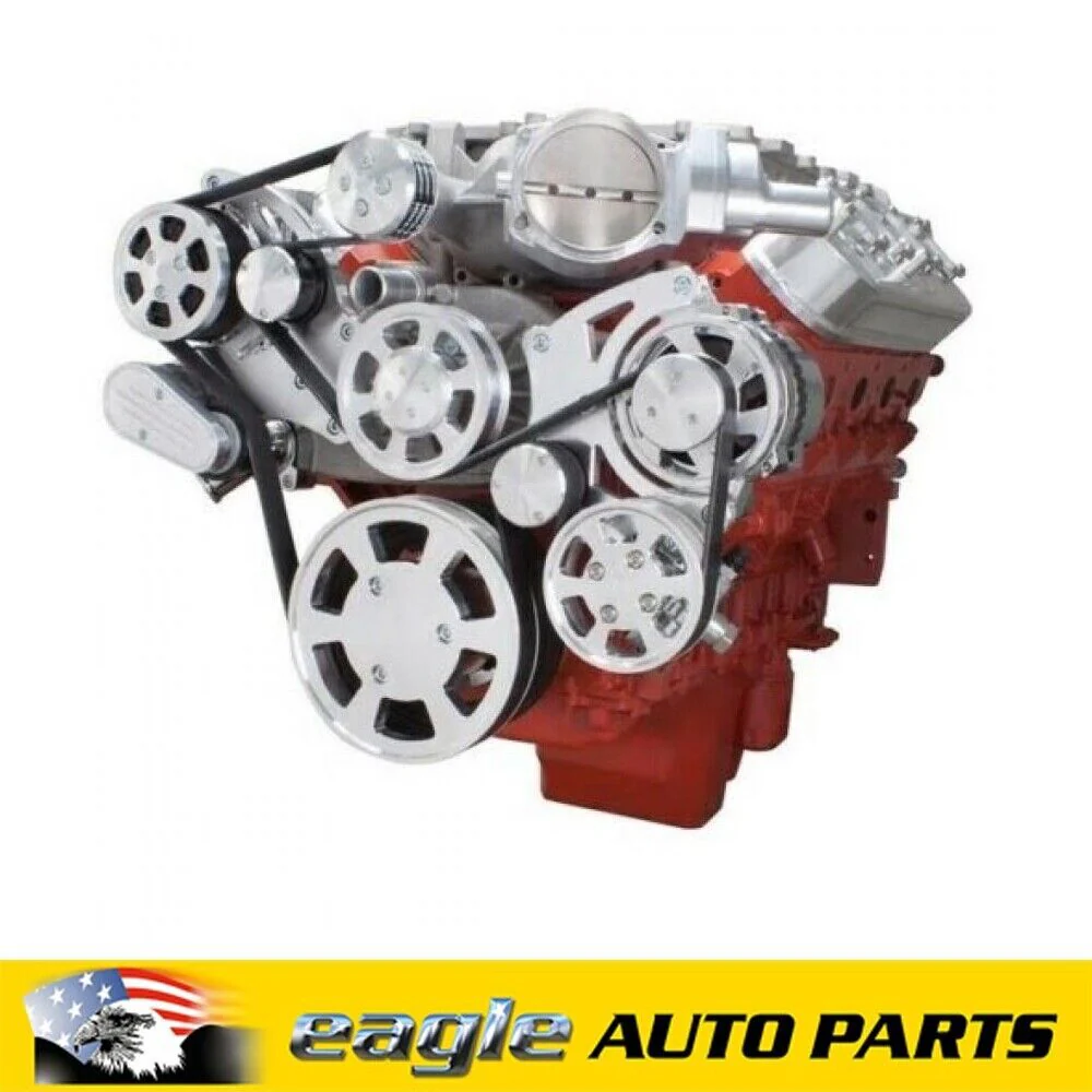 Chev Holden LSA V8 Polished P/S & Alt Serp Wraptor Kit  # LSA-WRAPTOR-AC-COR