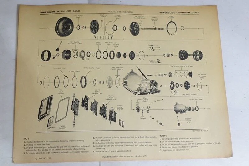 CHEV POWERGLIDE TRANSMISSION OVERHAUL KIT # 6K2 - Image 2