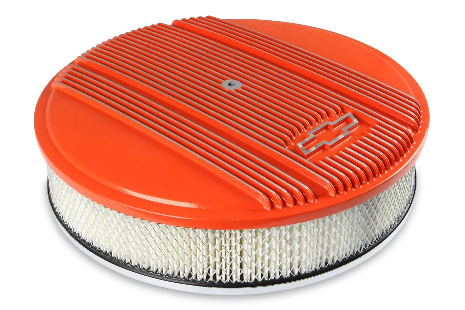 Chev Vintage Series GM Licensed Air Cleaner Factory Orange Machined # 120-168 - Image 2