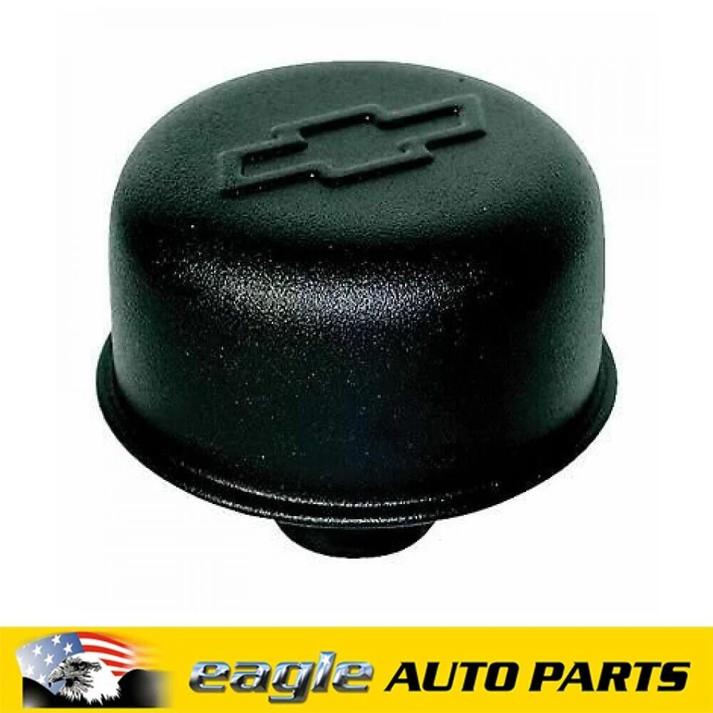 CHEVROLET 307 327 350 396 454 BOWTIE LOGO BLACK BREATHER PUSH IN CAP  141-754