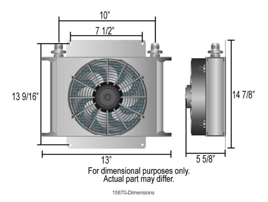 Derale Fluid Cooler Fan Plate Type Aluminum 800 cfm, -8 AN In/out # DER-15870 - Image 2