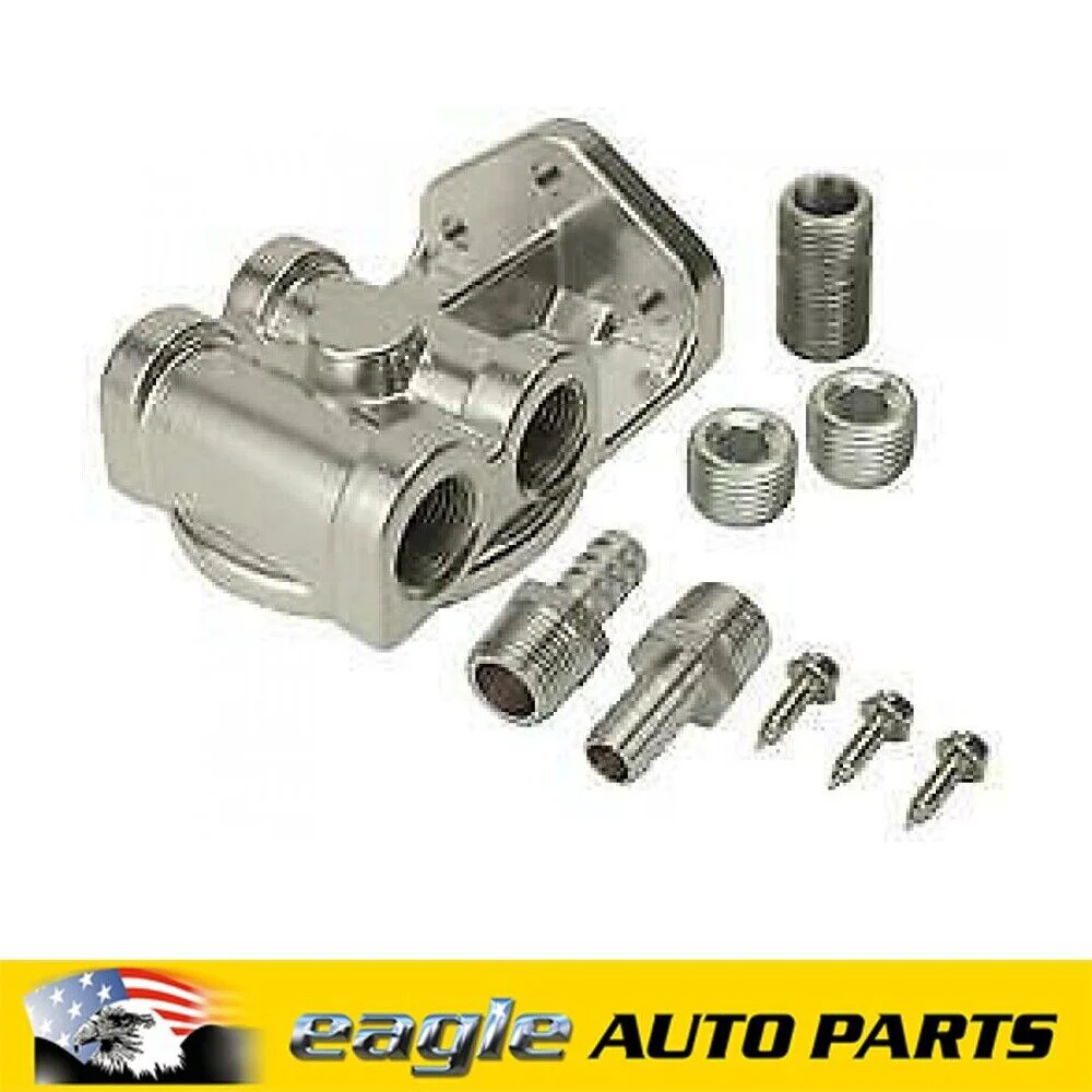 Derale Remote Oil Filter Mount, Dual, Aluminum .500 in. NPT Ports # DER-15709