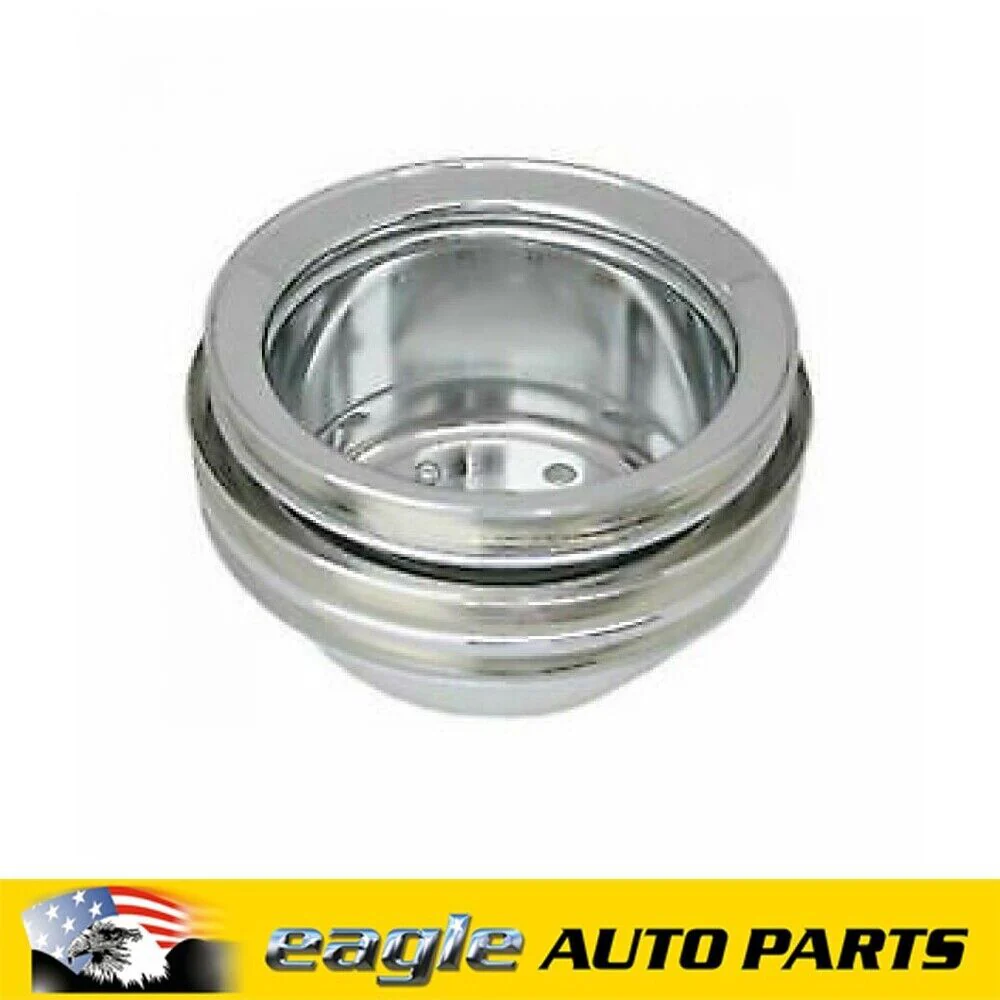 FORD 289 302 WINDSOR EARLY CHROME TRIPLE GROOVE PULLEY LOWER  # R8972