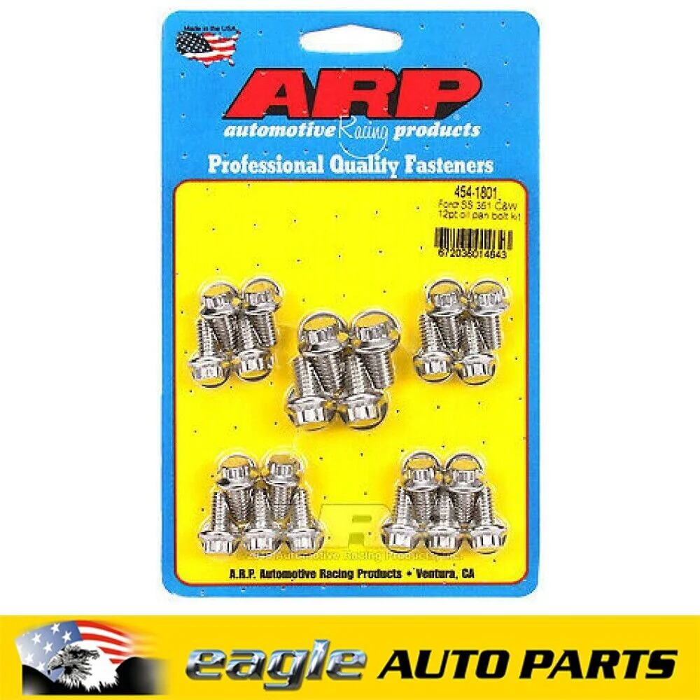 Ford 302 351 Cleveland V8 12 Point Stainless Steel Oil Pan Bolt Kit # 454-1801