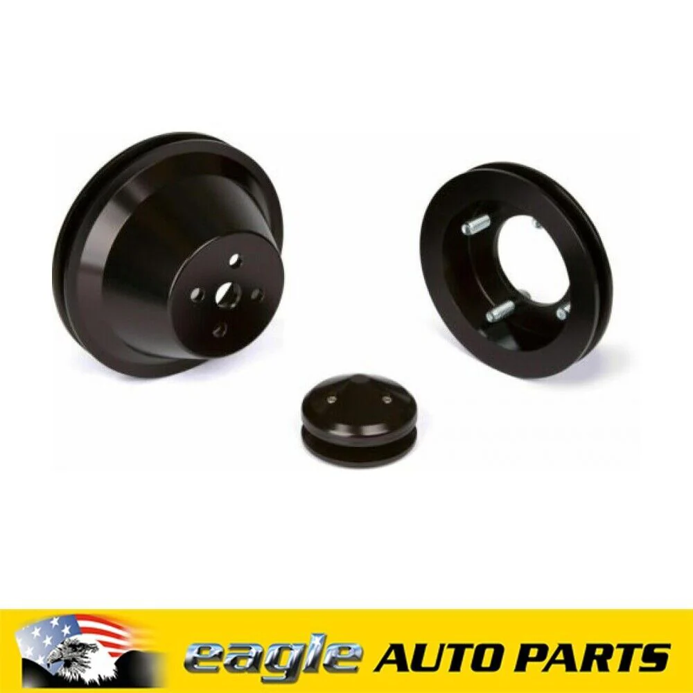 Ford 302 - 351W & 351C Black 4 Bolt Crank 1 Row Pulley Kit # B-SBFL1KIT-CVF-HF