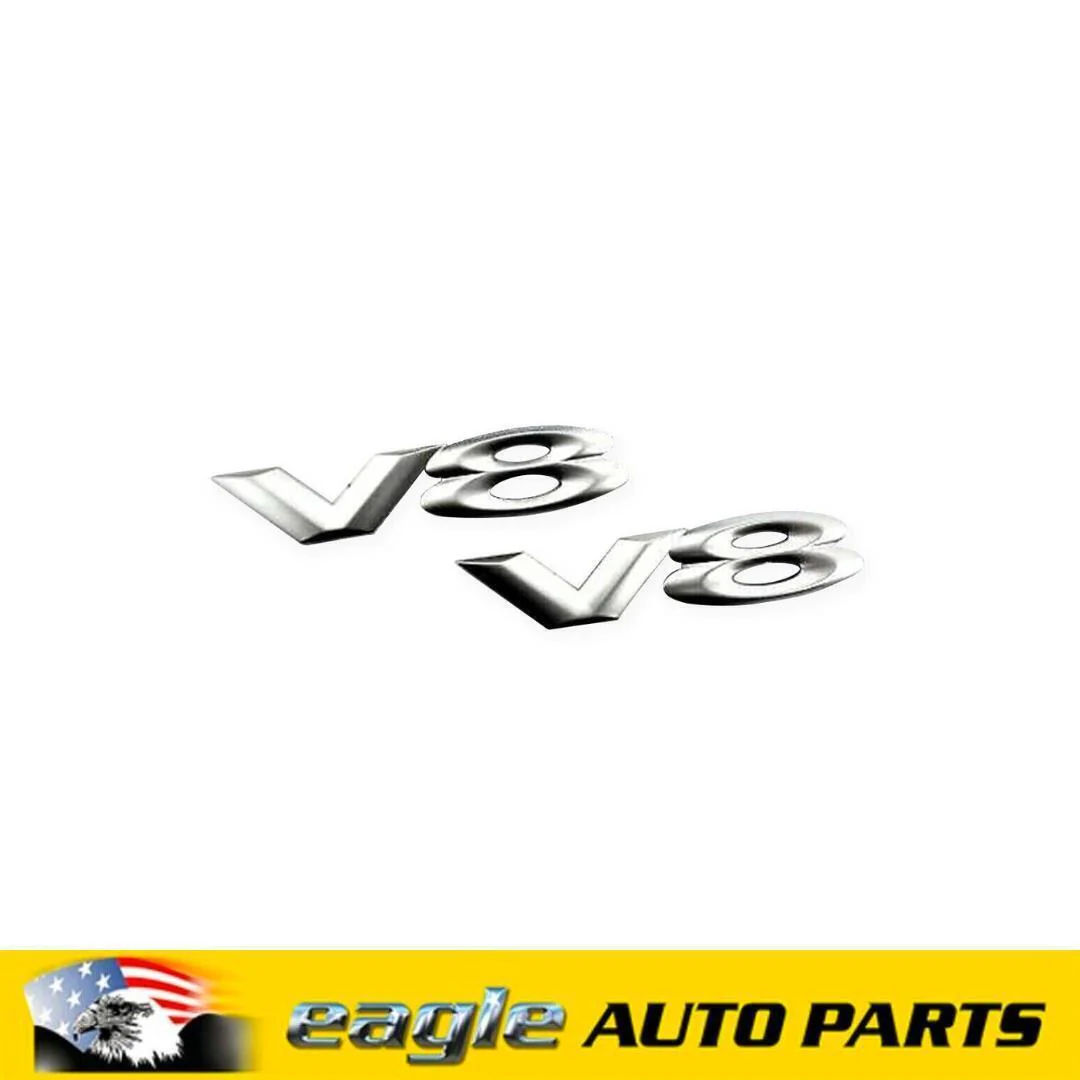 Holden Commodore VY SS Badge V8 Pair Silver Satin Genuine 92109473x2