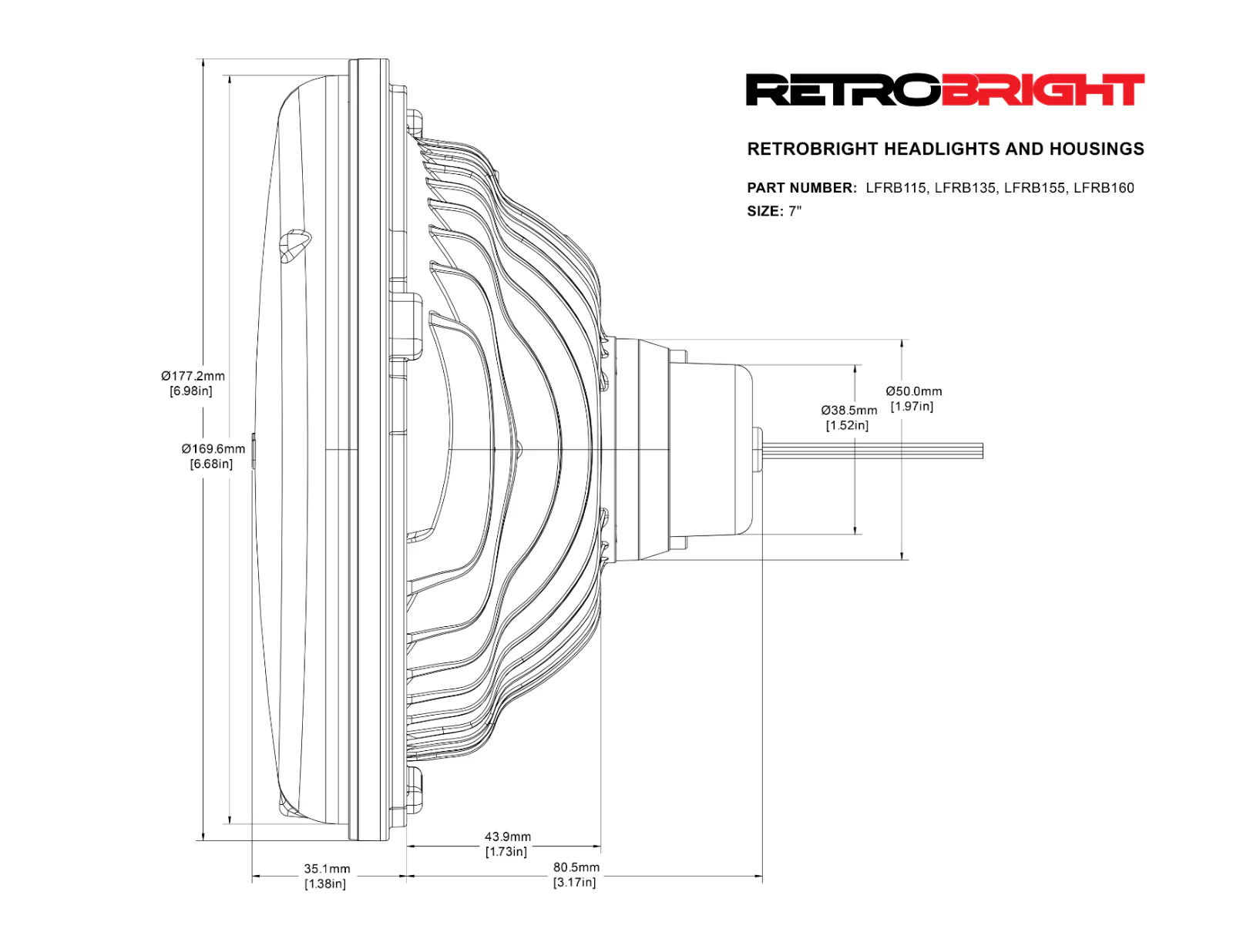 HOLLEY RETROBRIGHT LED FORWARD FACING HEADLIGHT - MODERN WHITE (5700K) # LFRB155 - Image 5