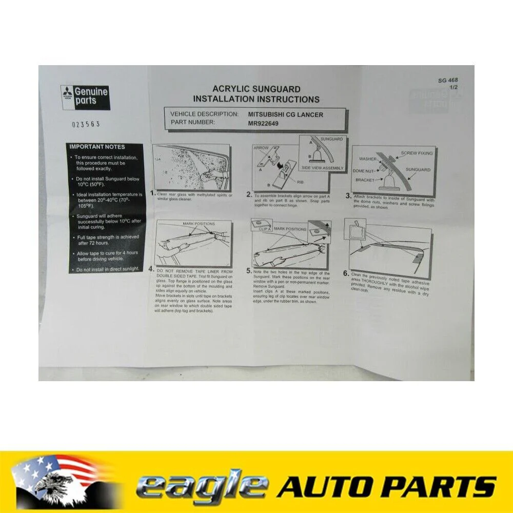 MITSUBISHI CG CH LANCER LS SEDAN REAR WINDOW EXTERNAL SUNGUARD 2002 - 2007 - Image 2