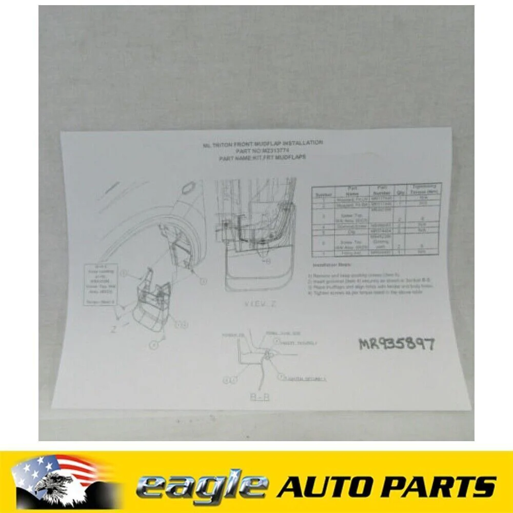 MITSUBISHI MN TRITON GL-R 4X4 DIESEL FRONT LEFT SIDE MUD FLAP 2009 - 2013 - Image 2
