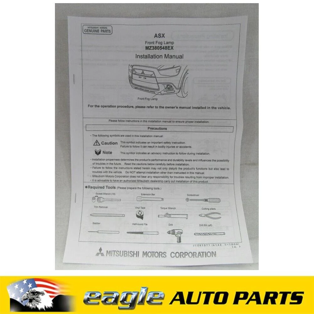 MITSUBISHI XA ASX OUTLANDER 2WD FRONT FOG LAMP KIT 2010 - 2012  # MZ380548EX - Image 2