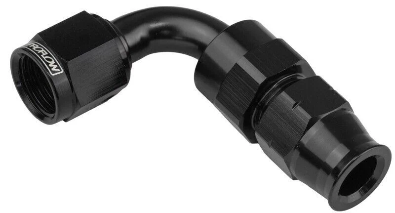 Proflow 3/8in. Tube 90 Degree To Female -06AN Hose End Adaptor Black PFE113-06BK