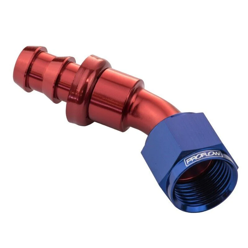 Proflow 45 Degree Push Lock Hose End Barb 3/4'' To Female -12AN # PFE0402-12