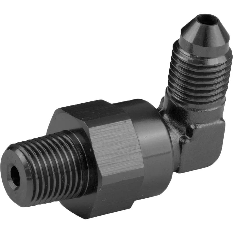 Proflow Adaptor Male -06AN 90 Degree To 1/4in.NPT Swivel PFE922-06-04BK
