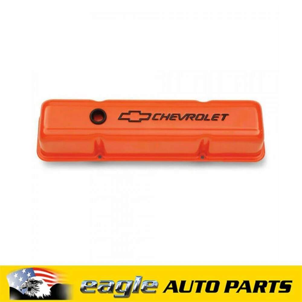 Proform Chev 350 SBC Orange Stamped Steel Tall Rocker Covers # 141-784