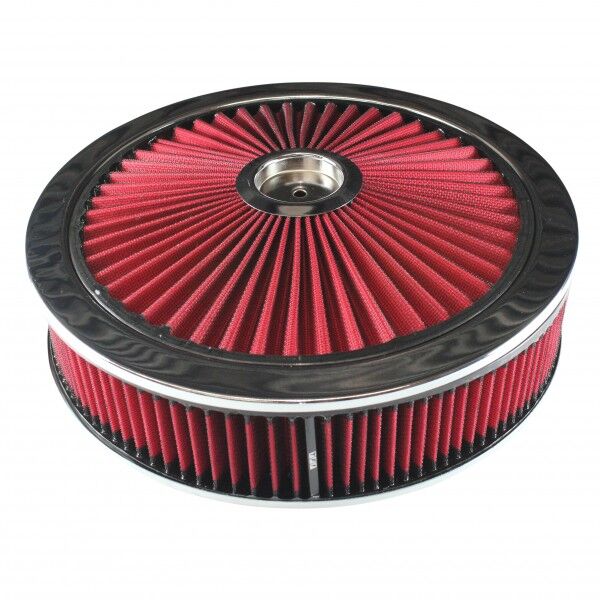 Supa Flow Air Cleaner 14" x 3" Recessed Base Red / Chrome # R43663